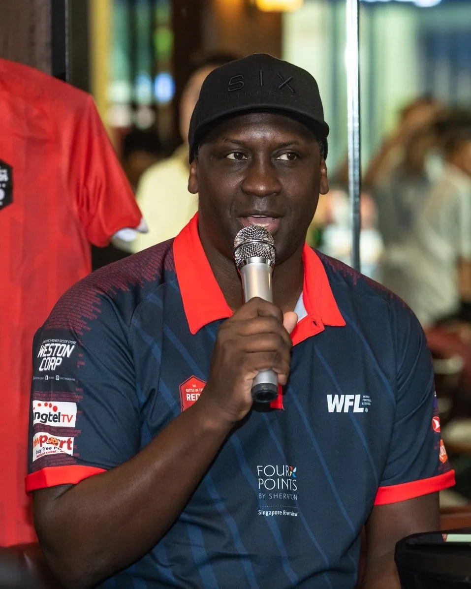 emile heskey of liverpool in a singapore meet and greet at jack's place